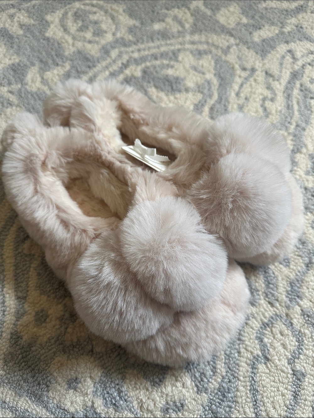 Free People Plush Pom Pom Slippers in Light Blush!